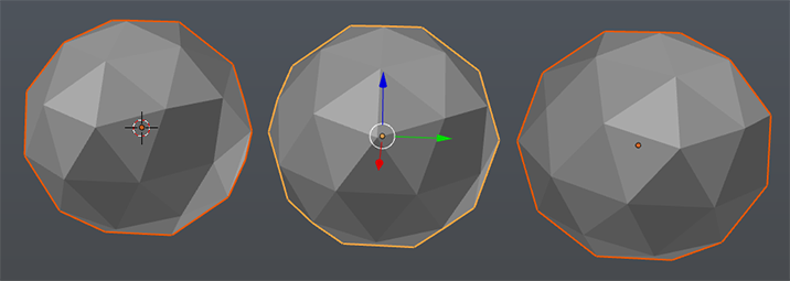 Aktive (gelb) und selektierte (orange) Objekte in Blender