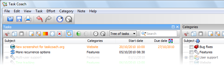 Task Coach's header area