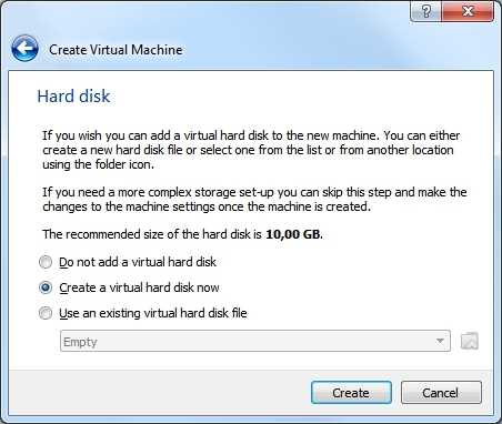 Creation of a virtual hard disk that contains the virtual machine and all the data on it