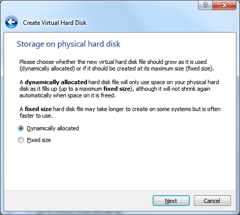 Dynamically allocated hard drives only grow in size when necessary