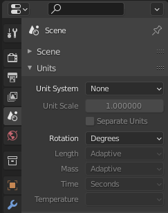 Change Blender's Unit System to None