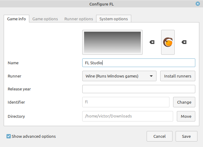 Configuring the Game Info in Lutris for FL Studio